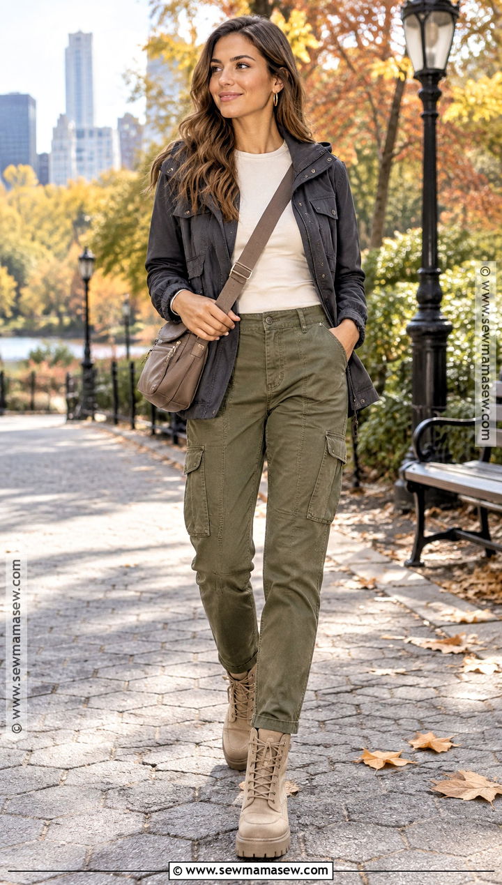 Gray Utility Jacket With Cargo Pants - 15 gray jacket fall fashion ideas