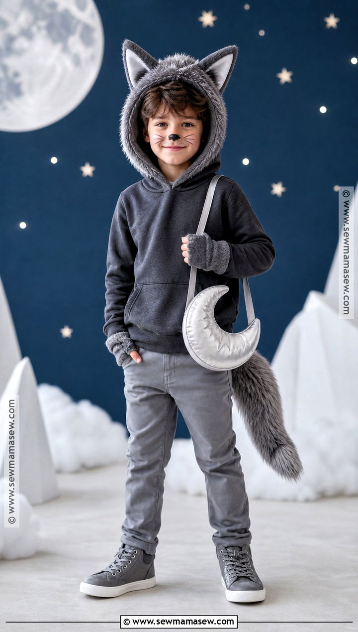 Gray Wolf Costume With Furry Hood - 35 animal costumes for kids