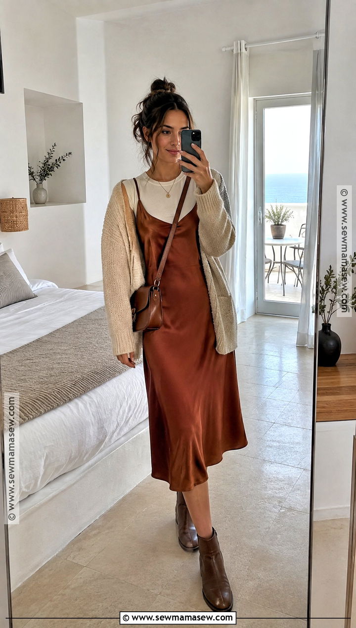 Greece Fall Slip Dress And Cardigan Outfit - 15 greece fall outfit ideas