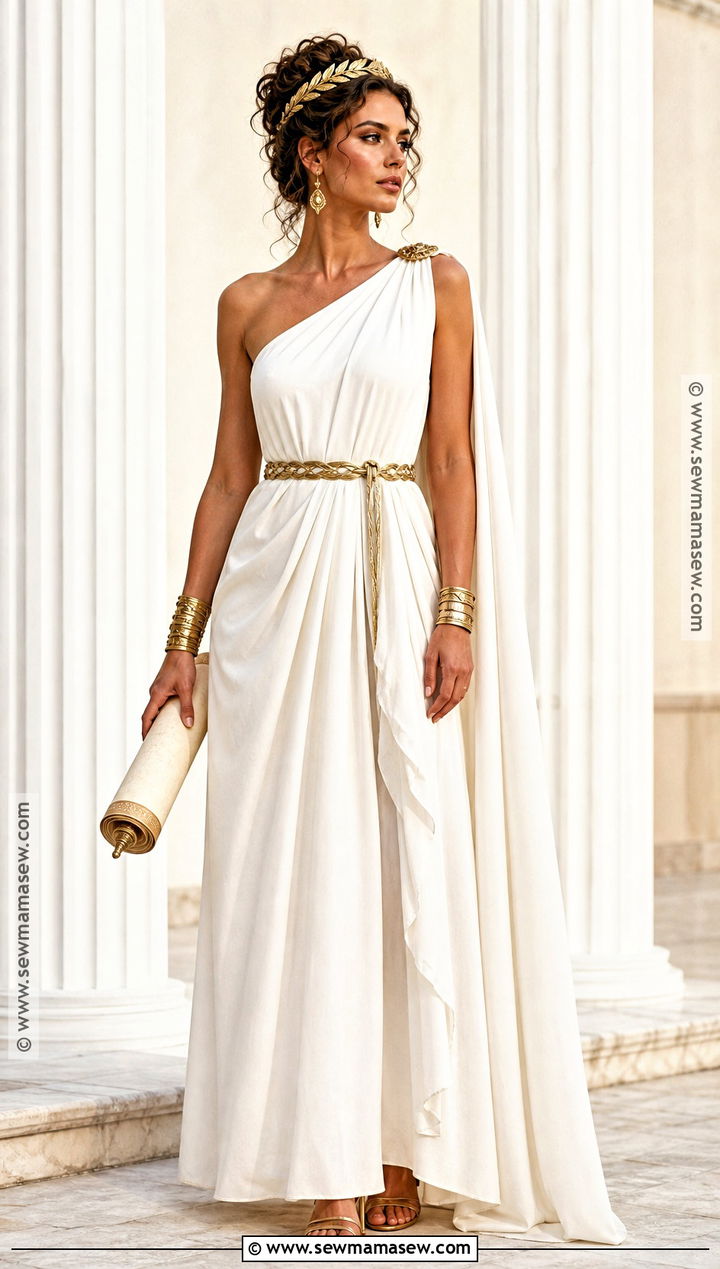 Greek Goddess Costume With Gold Accessories - 35 cute halloween costumes for women