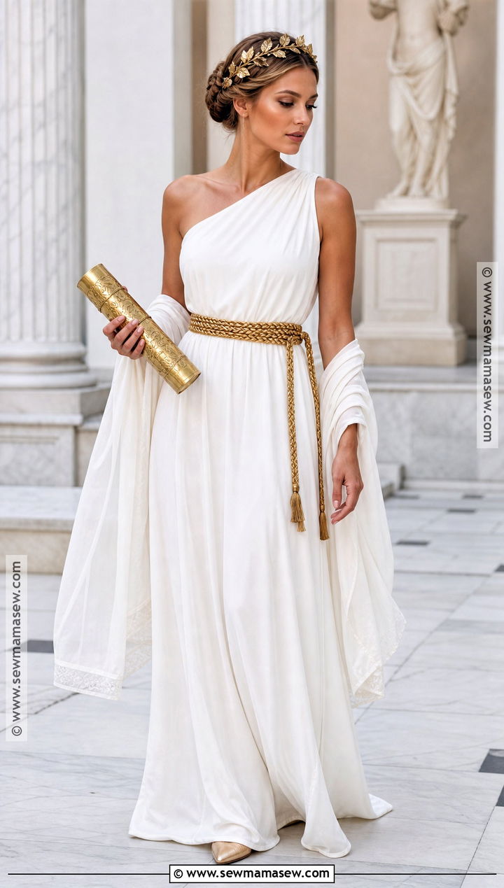 Greek Goddess Costume With Gold Accessories - 35 halloween costumes one person