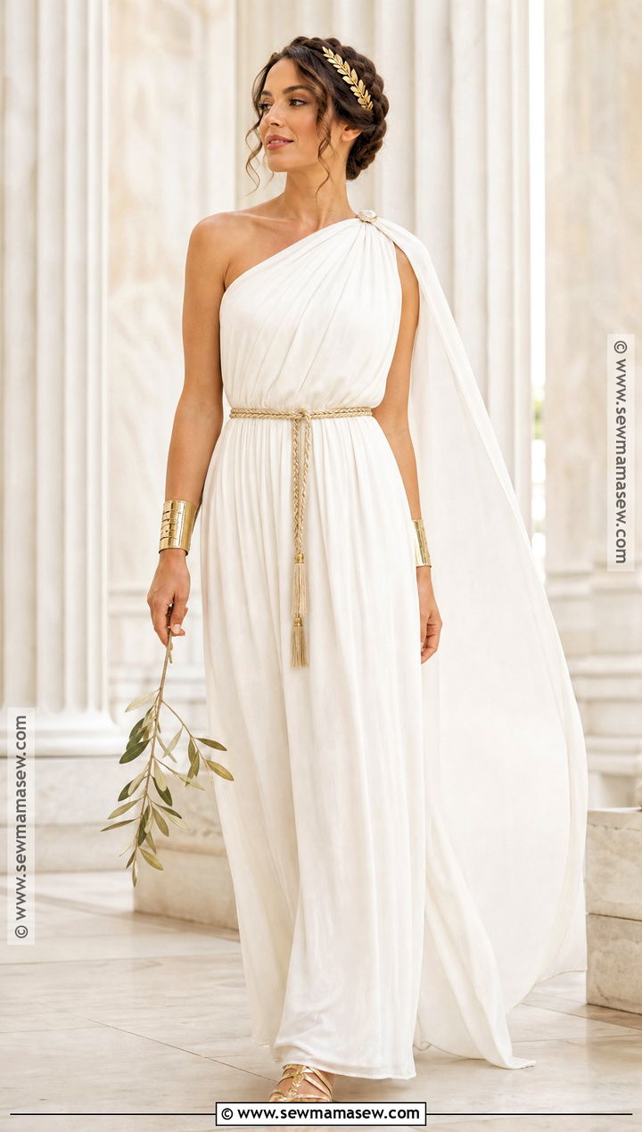 Greek Goddess Costume With Gold Accessories - 35 woman halloween costumes