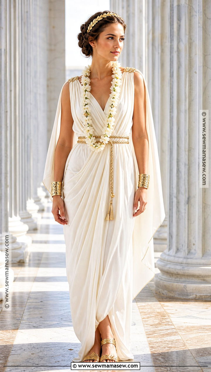 Greek Goddess Costume With Gold Accessories - 40 halloween costumes for women
