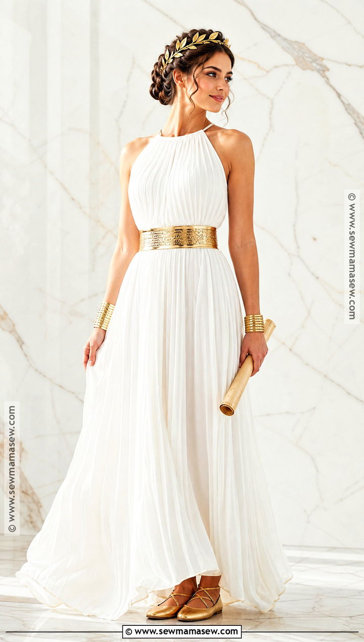 Greek Goddess Costume With Gold Accessories - 45 women halloween costume ideas