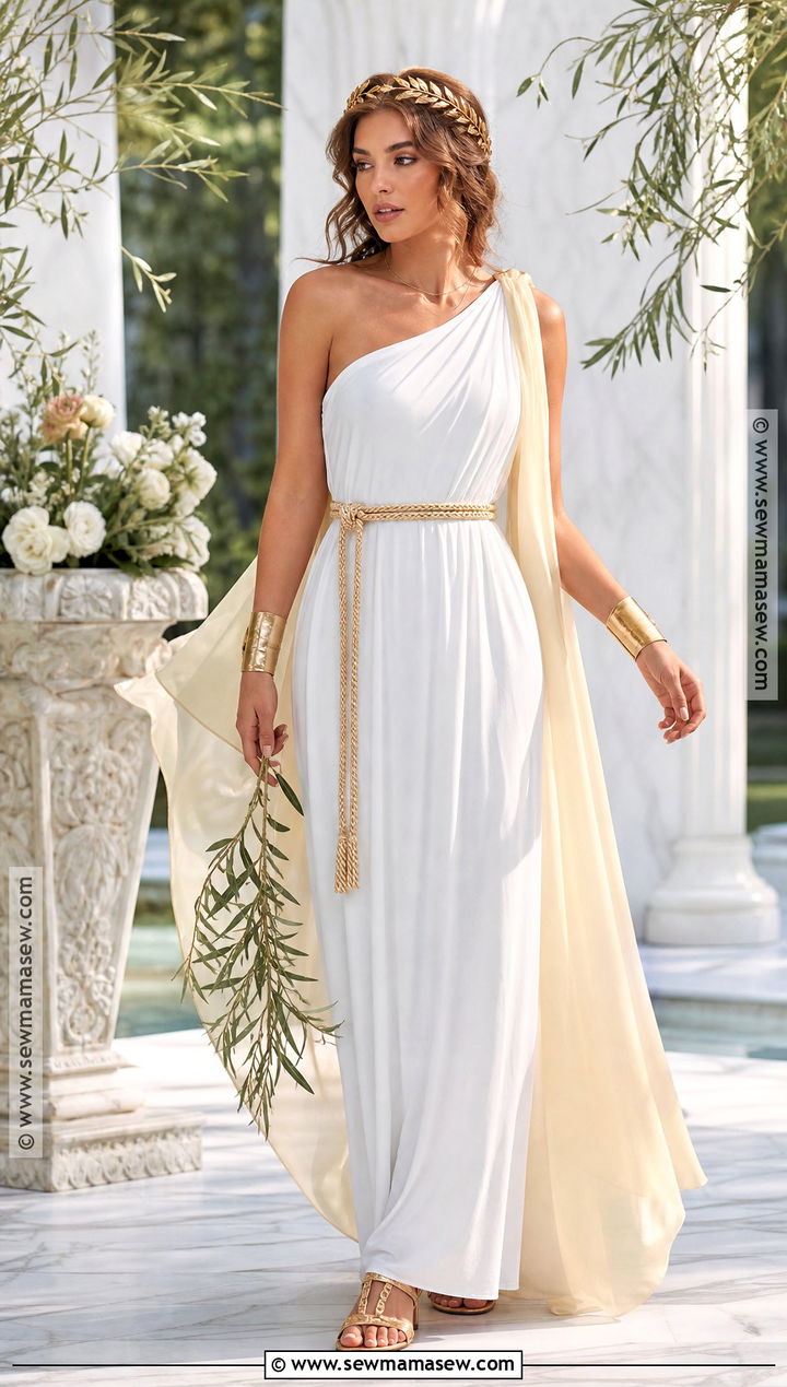 Greek Goddess Costume With Gold Sandals - 30 halloween costume party ideas