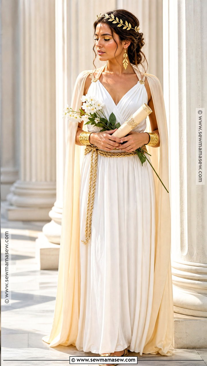 Greek Goddess Costume With Gold Sandals - 35 Halloween Costume Solo Ideas