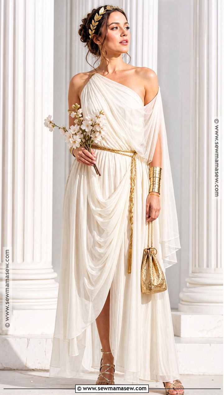 Greek Goddess Costume With Gold Sandals - 45 costume party ideas