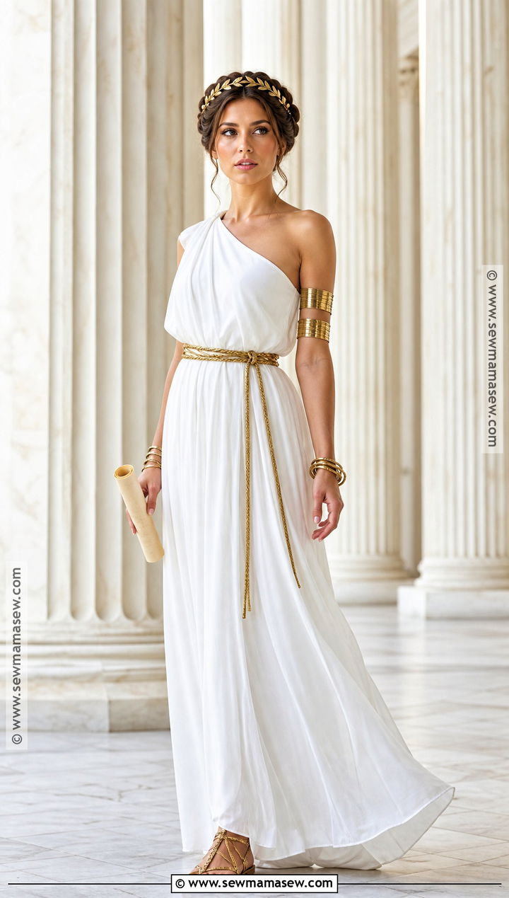 Greek Goddess Costume With Gold Sandals - 50 costume ideas