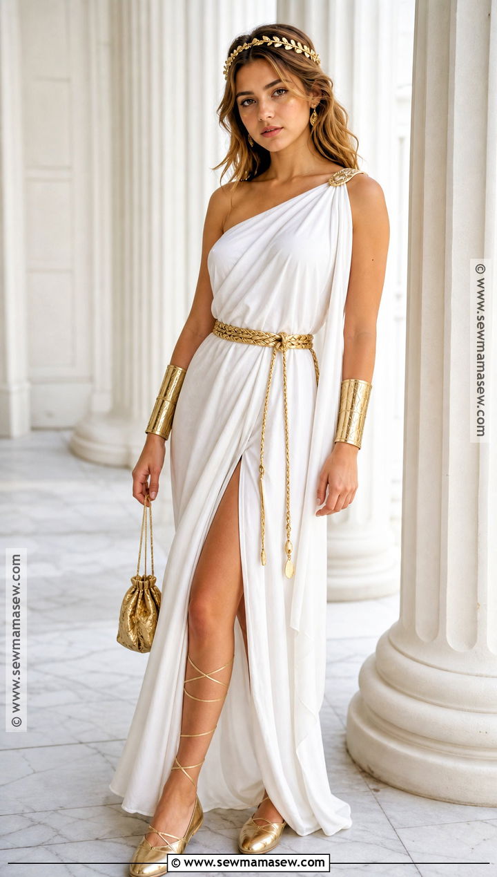 Greek Goddess Costume With Gold Sandals - 30 cute college halloween costumes