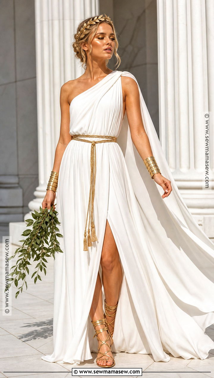 Greek Goddess Costume With White Draped Dress - 35 Halloween Costume Ideas for Women