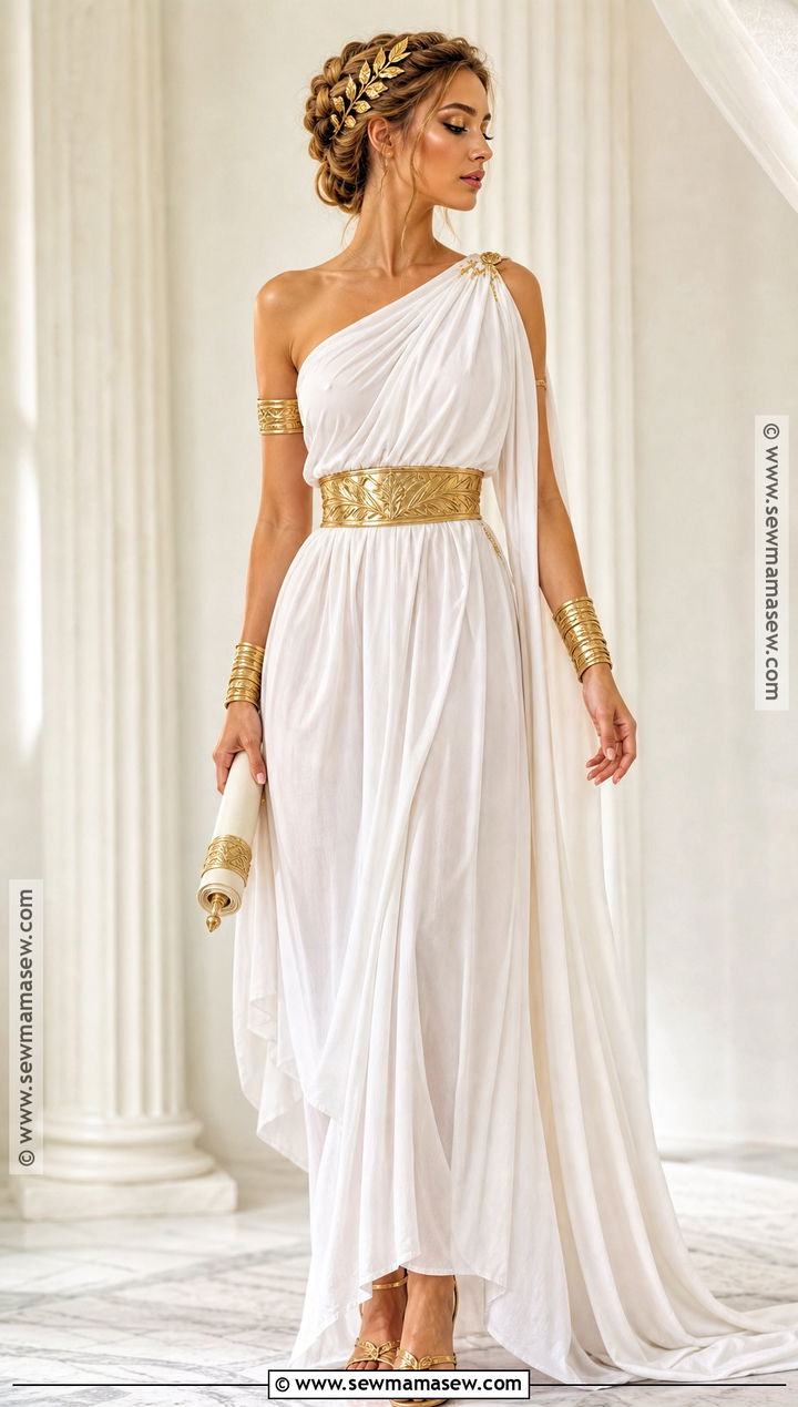 Greek Goddess Costume With White Draped Dress - 50 costume ideas for women