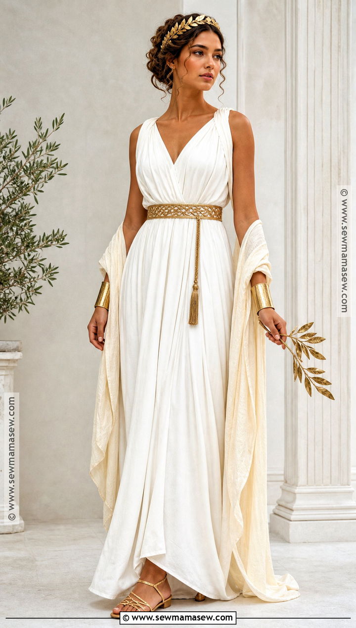 Greek Goddess Costume With White Draped Dress - 50 halloween costumes for women