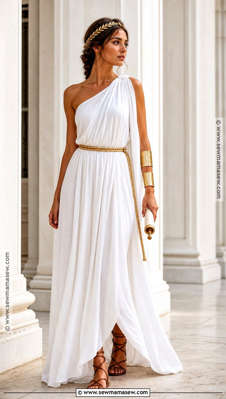 Greek Goddess Costume With White Draped Dress - 30 Individual Halloween Costumes