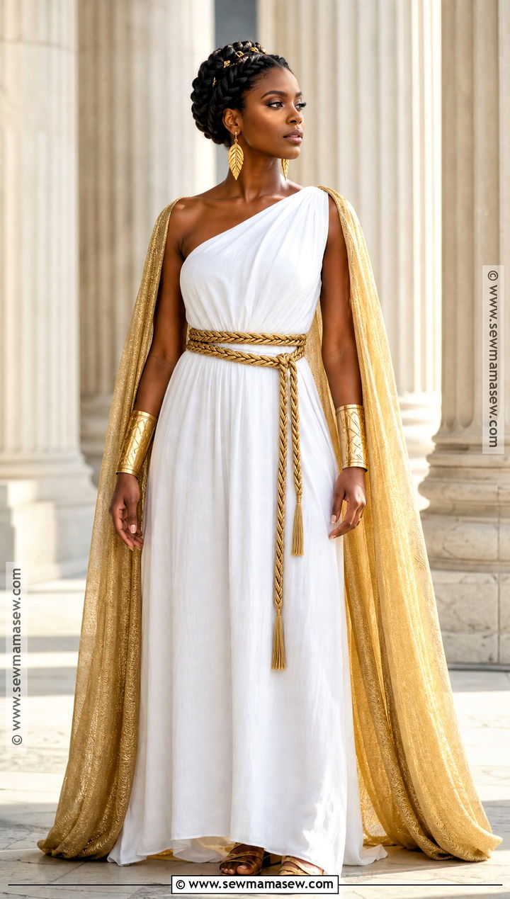 Greek Goddess Halloween Costume With Gold Cape - 45 halloween costumes for black women