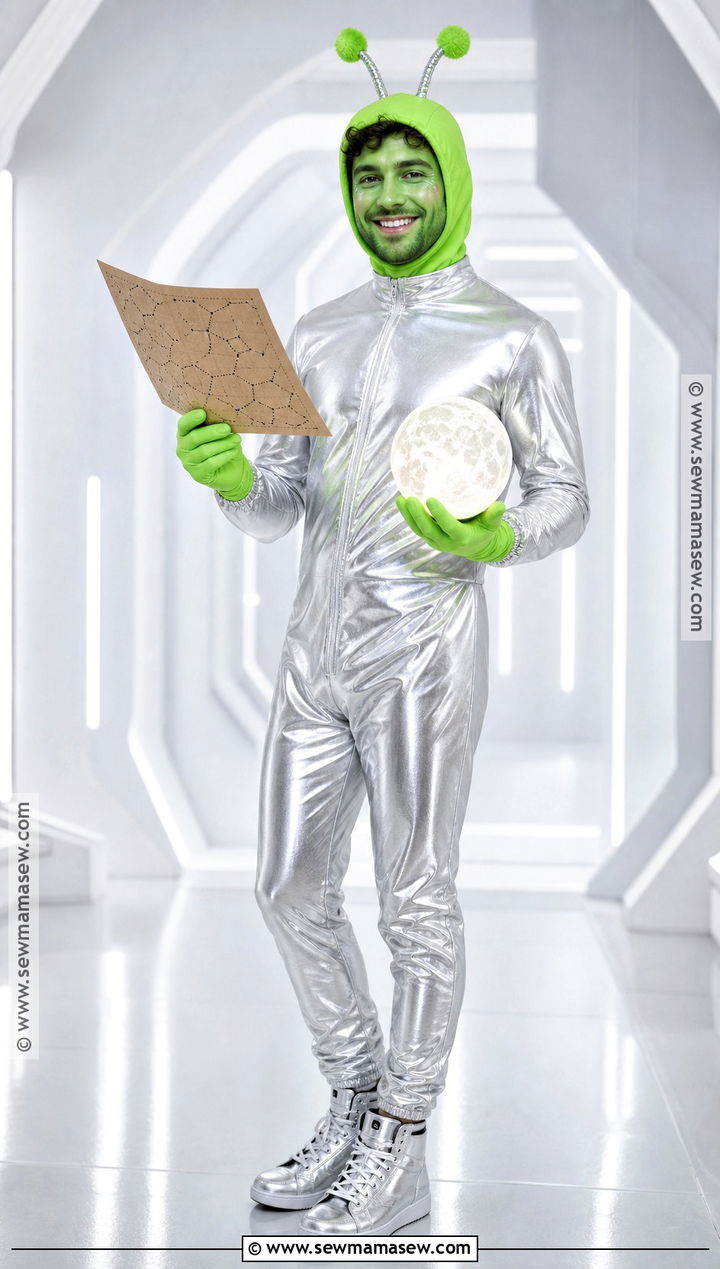 Green Alien Costume With Metallic Jumpsuit - 50 men halloween costumes
