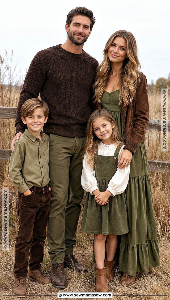 Green And Chocolate Brown Family Photo Outfit - 15 fall family pictures outfits 2026 green