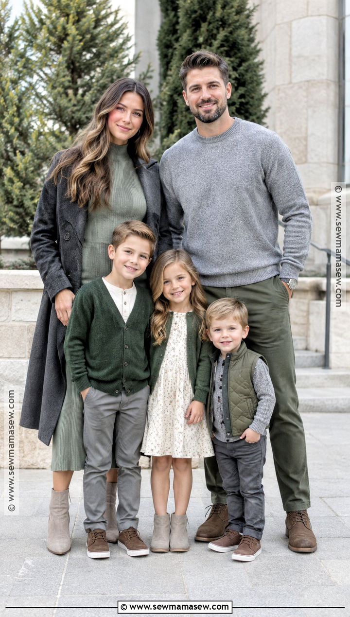 Green And Gray Fall Family Photo Outfits - 20 green fall family photo outfits