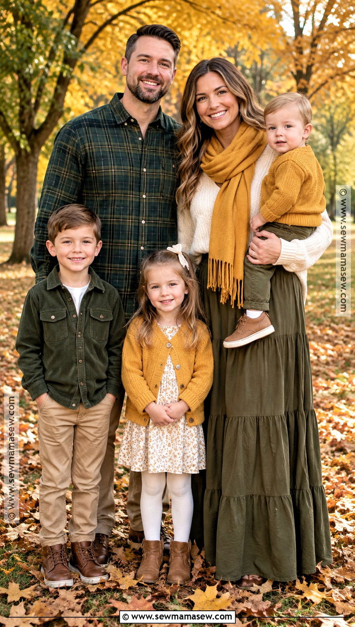 Green And Mustard Fall Family Photo Outfits - 20 green fall family photo outfits