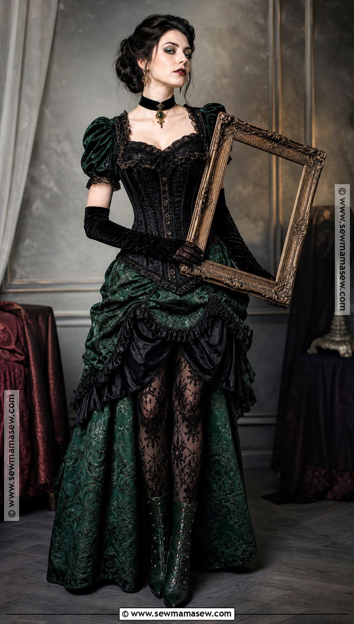 Green Brocade Victorian Vampire Costume - 30 vampire dress victorian ideas