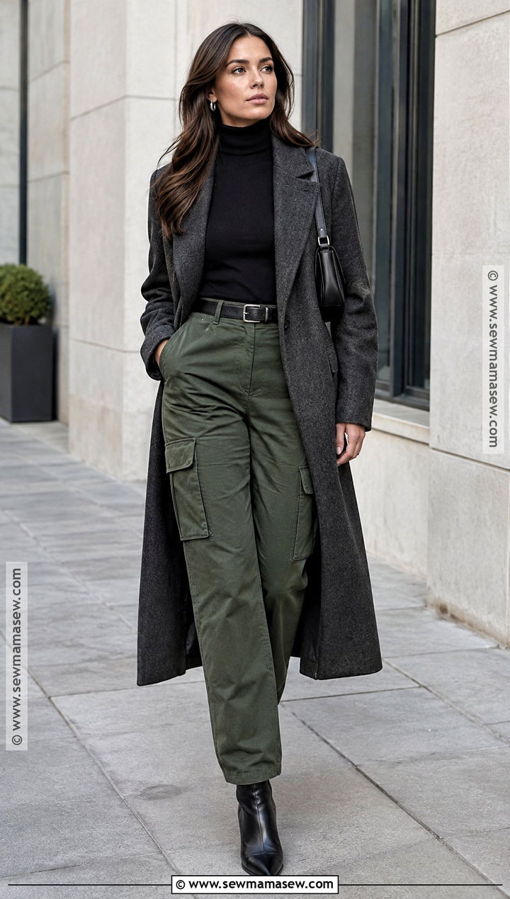Green Cargo Pants With Black Turtleneck - 20 green cargo pants outfit fall