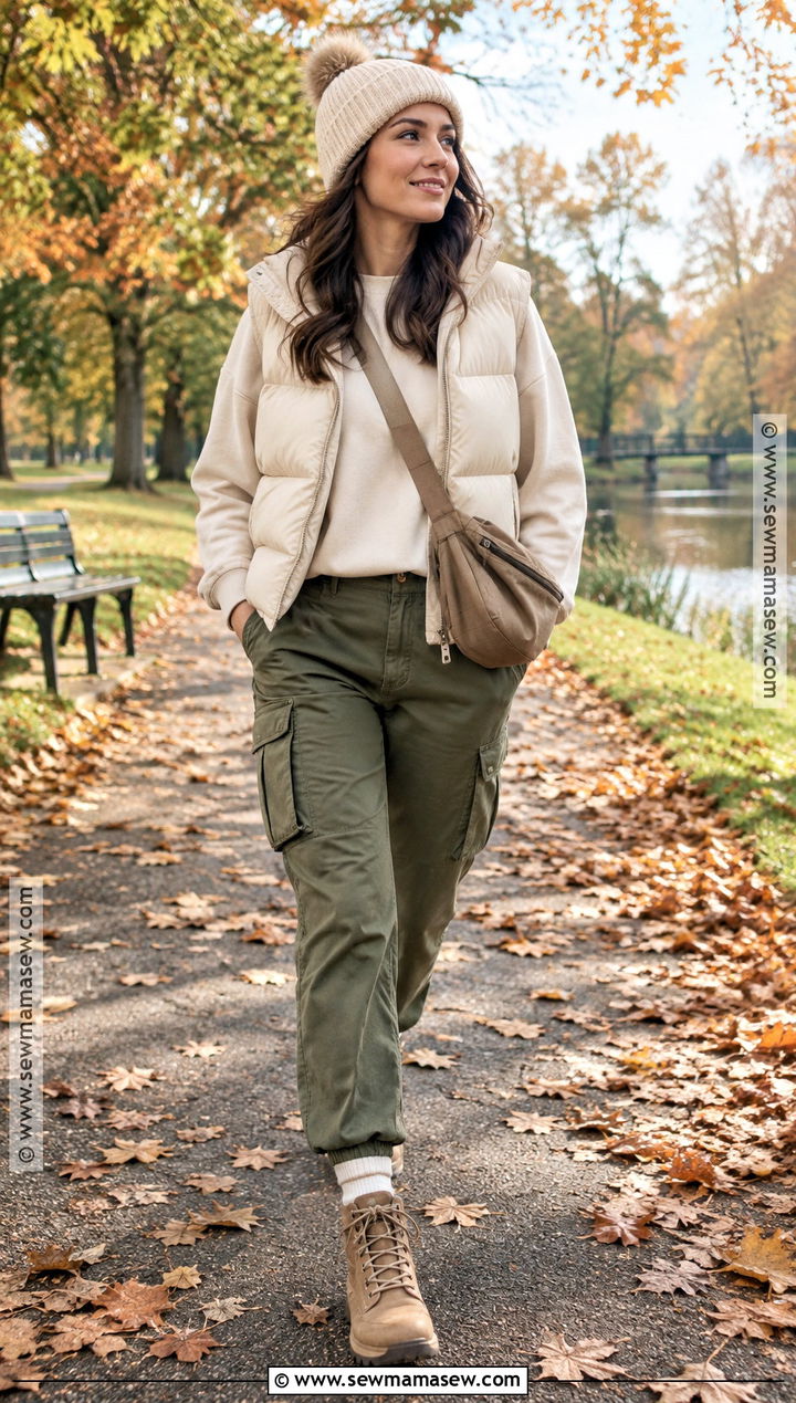 Green Cargo Pants With Puffer Vest - 20 green cargo pants outfit fall