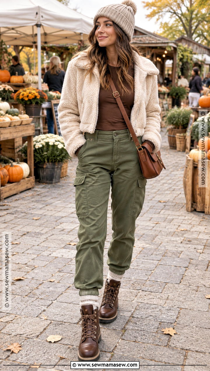 Green Cargo Pants With Sherpa Jacket - 20 green cargo pants outfit fall