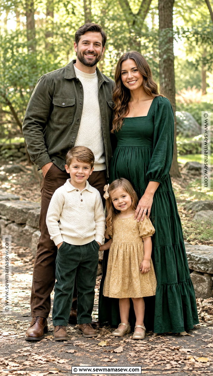 Green Chocolate Brown And Soft Gold Family Picture Outfits - 15 fall family pictures outfits color schemes green
