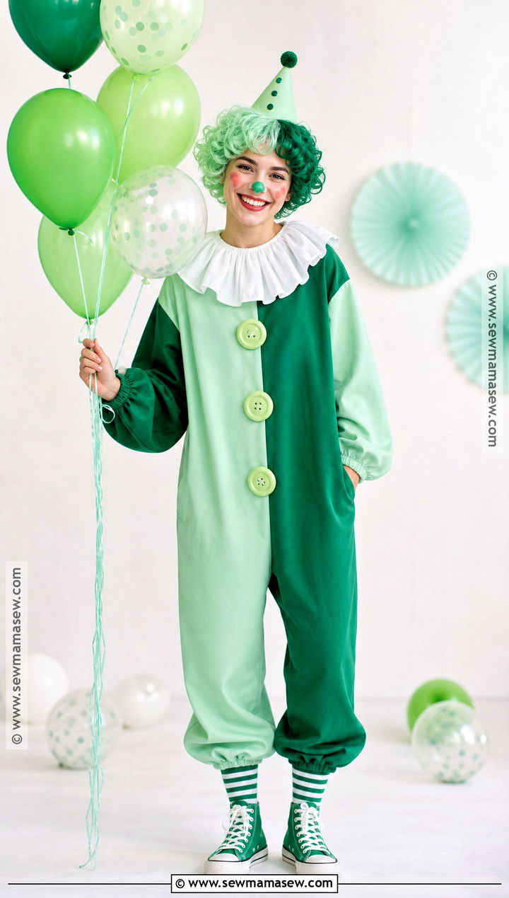 Green Clown Costume With Curly Hair - 30 green hair halloween costumes