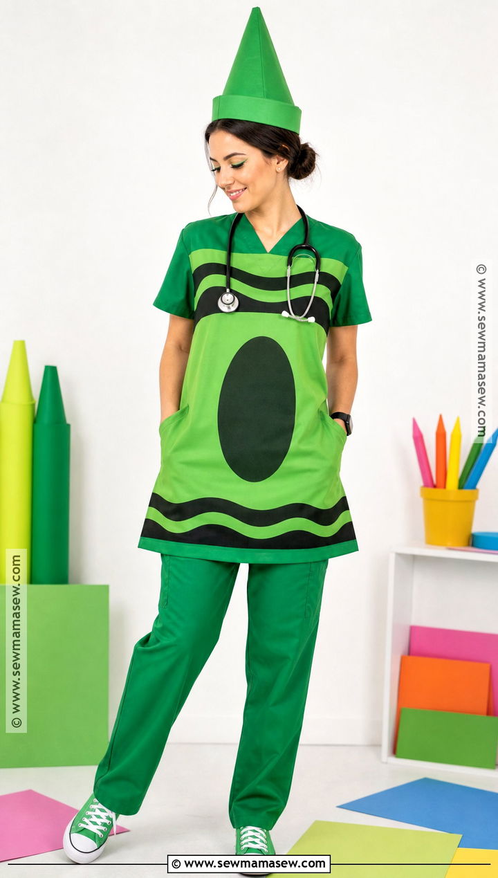 Green Crayon Costume With Green Scrubs - 30 scrubs halloween costume ideas