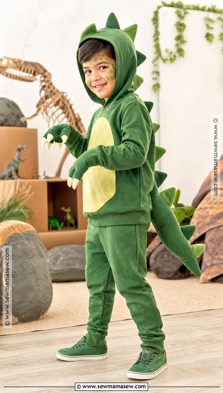 Green Dinosaur Costume With Fabric Spikes - 40 kids costumes