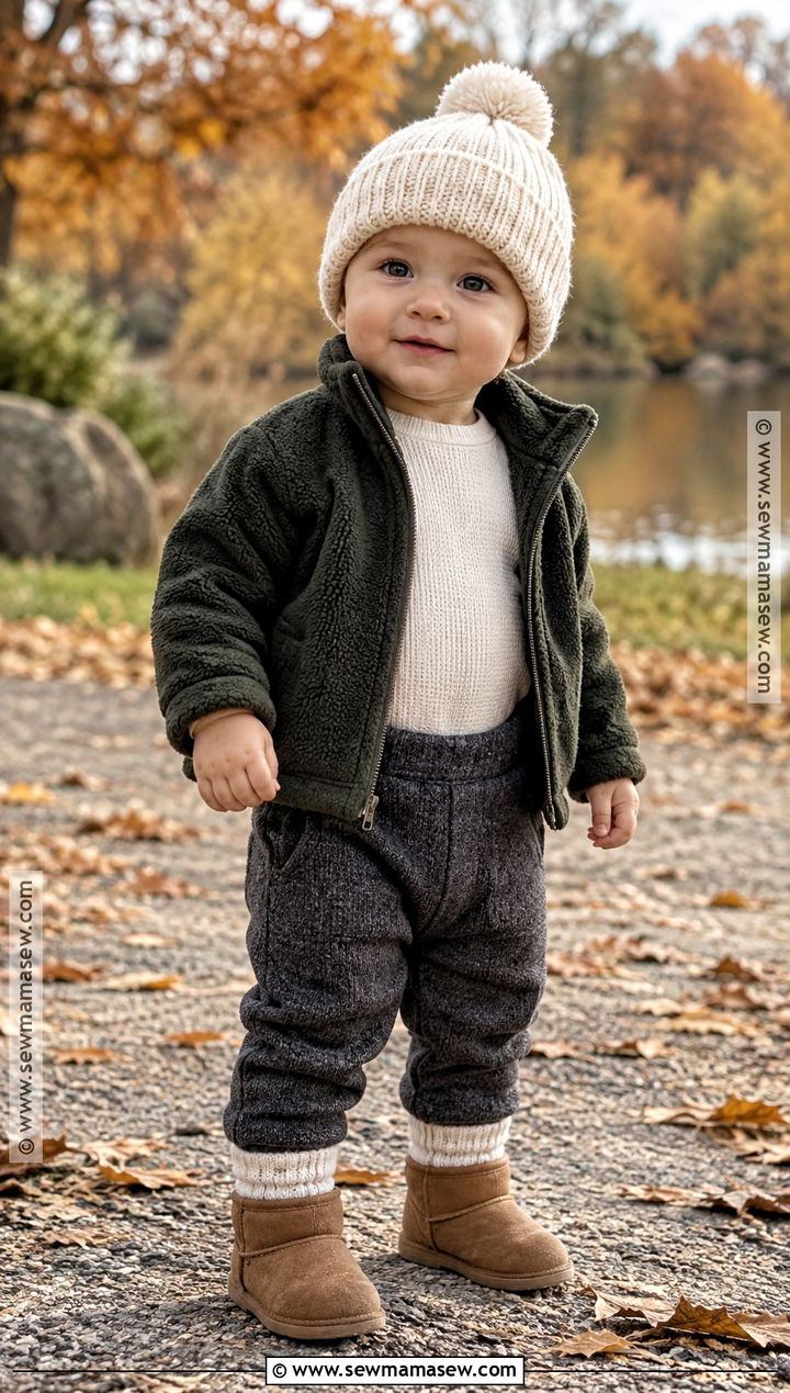 Green Fleece Jacket And Knit Pants Outfit - 15 Green Baby Clothes Fall