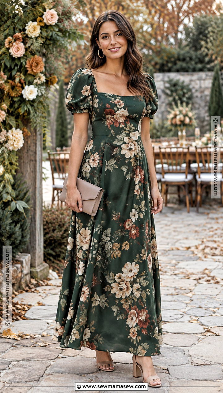 Green Floral Bridesmaid Dress - 15 fall wedding bridesmaid dresses green