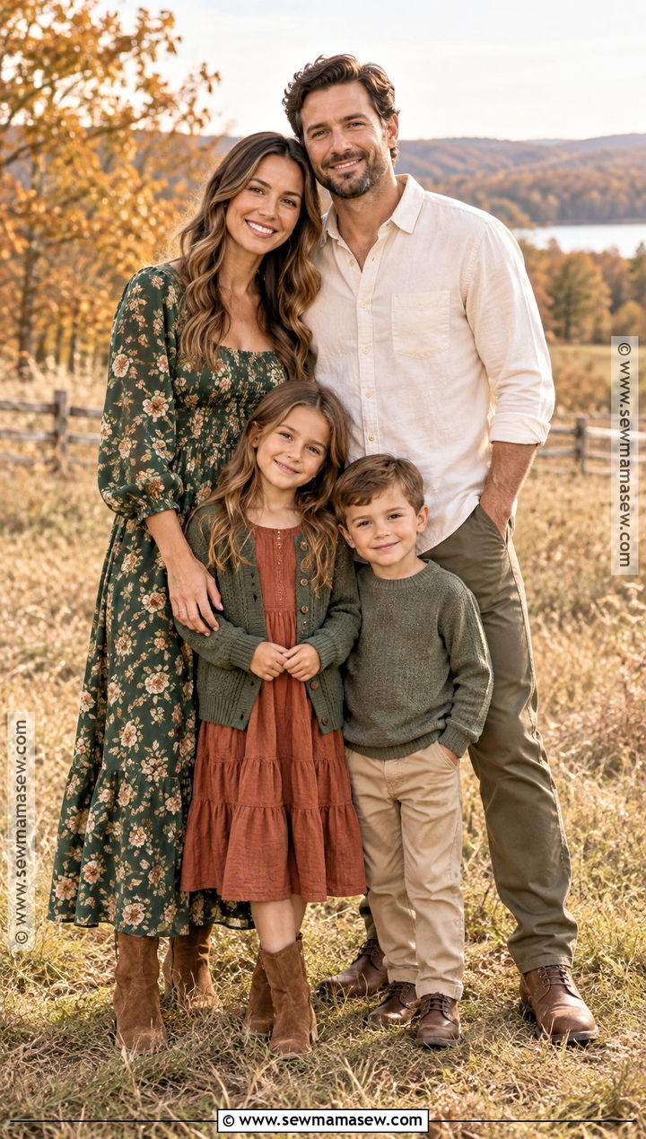 Green Floral Dress Family Photo Outfit - 20 fall family pictures outfits green