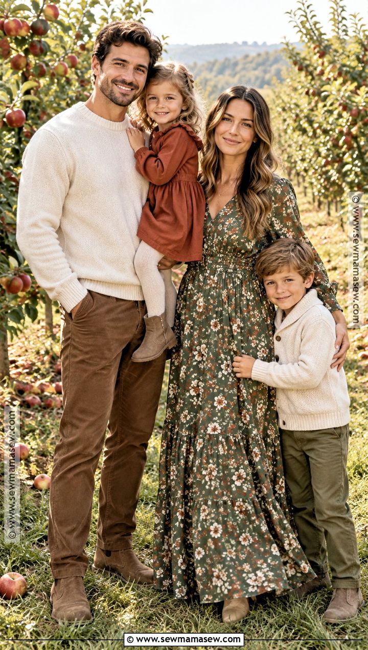 Green Floral Dress Family Photo Outfit - 15 fall photoshoot outfits family green