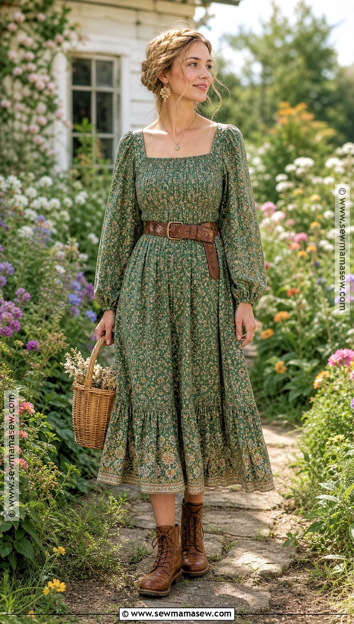 Green Floral Prairie Dress Green Witch Outfit - 30 green witch outfit ideas