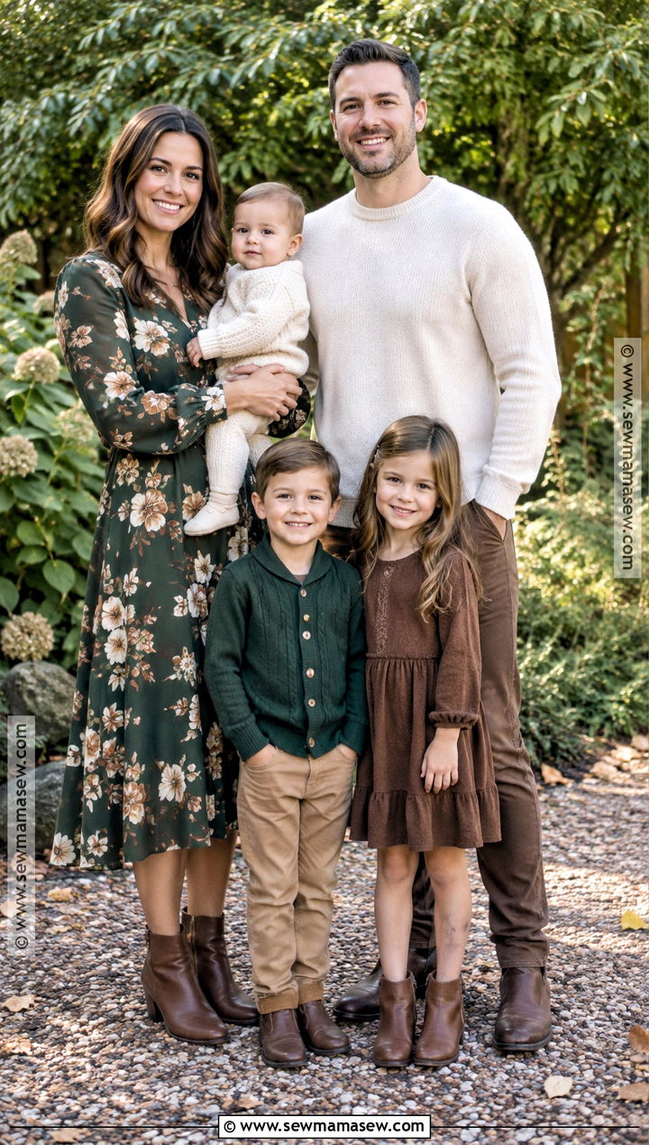 Green Floral and Chocolate Family Photo Outfit - 15 family photo outfits fall green