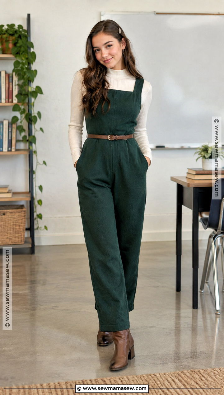 Green Jumpsuit Fall Picture Day Outfit - 20 fall picture day outfits