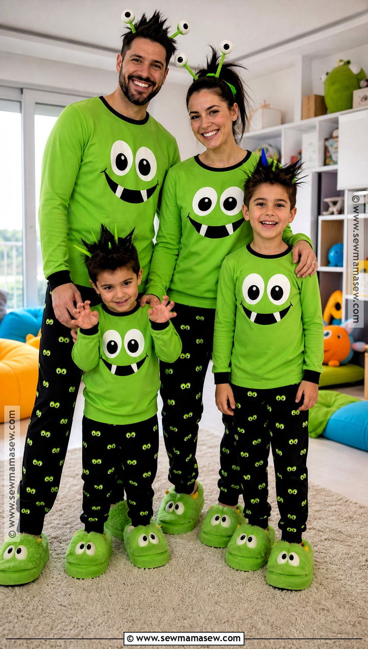 Green Monster Matching Halloween Pajamas - 30 matching halloween pajamas