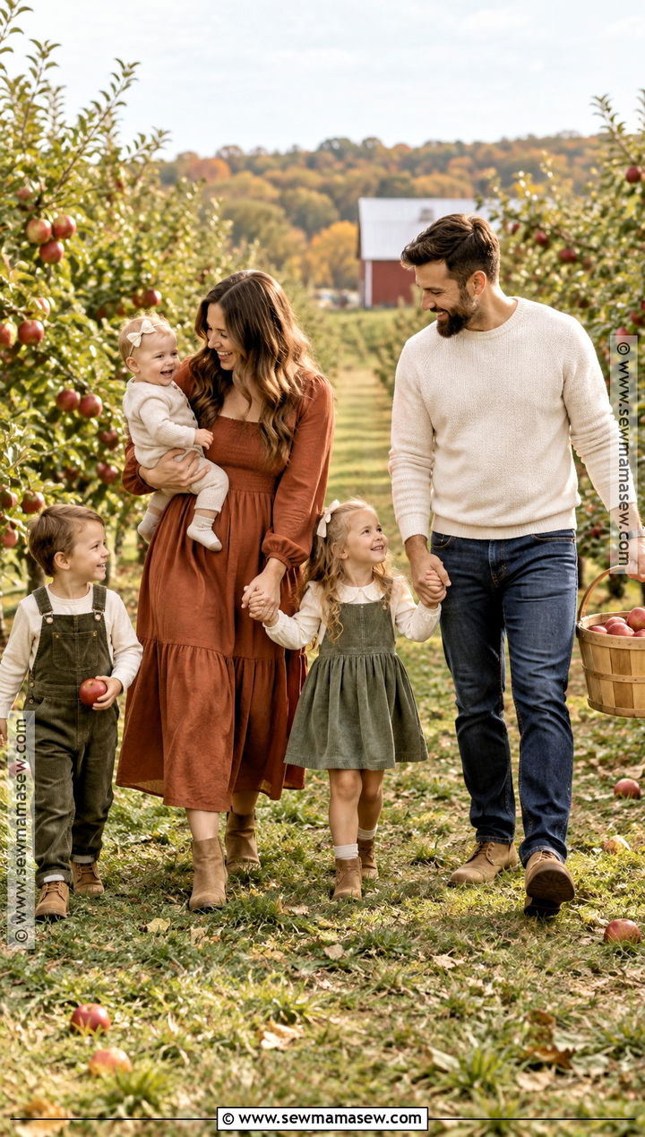 Green Overalls And Neutral Family Outfit - 15 fall photoshoot outfits family green