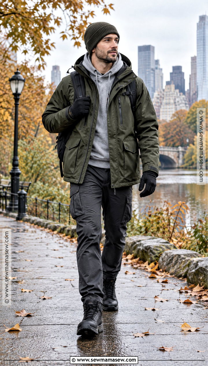 Green Parka With Cargo Pants - 15 autumn coat ideas for men