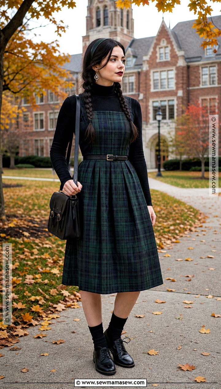 Green Plaid Halloween Dress With Oxford Shoes - 30 halloween dresses