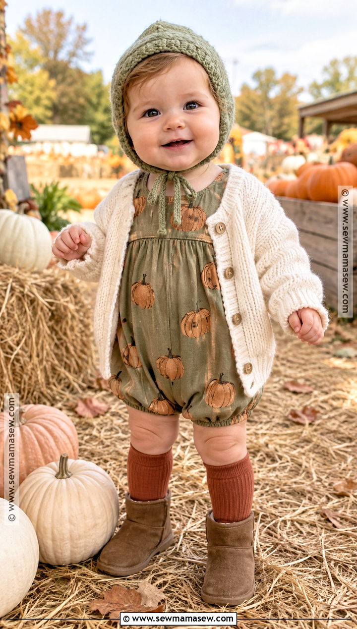 Green Pumpkin Romper Outfit - 15 Green Baby Clothes Fall