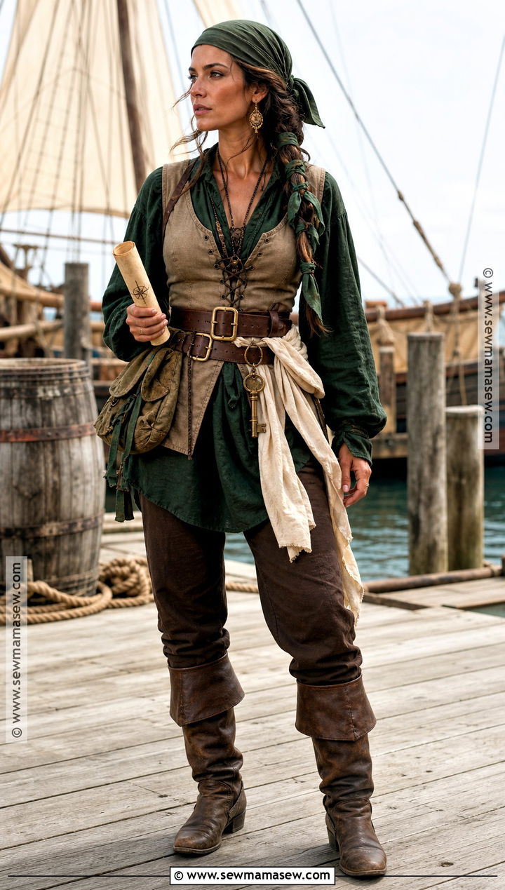 Green Sea Pirate Costume - 30 Simple Pirate Costume Ideas for Women