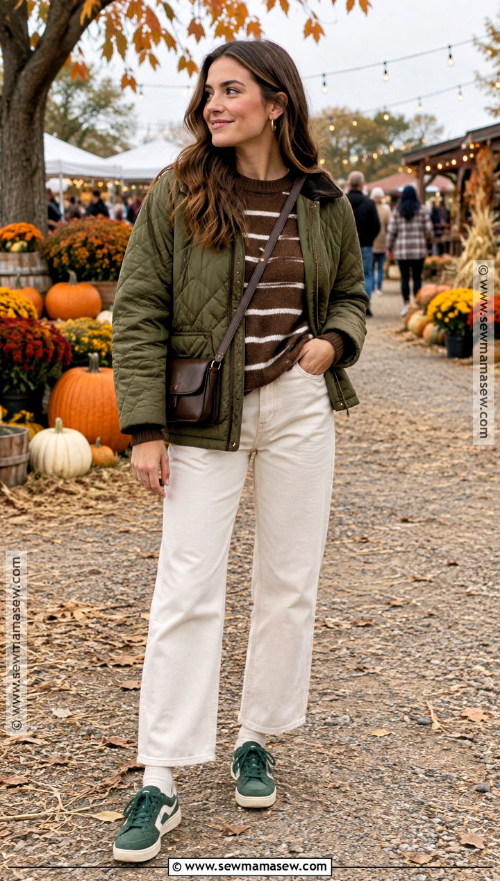 Green Sneakers With A Quilted Jacket - 20 sneakers for fall