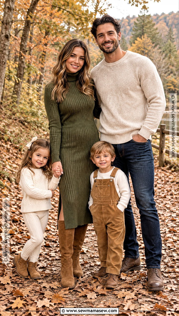 Green Sweater Dress Family Photo Outfit - 15 fall family pictures outfits 2026 green