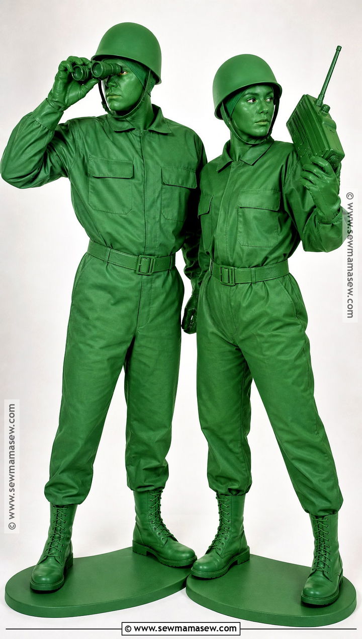 Green Toy Soldier Couple Costume - 40 army costume ideas