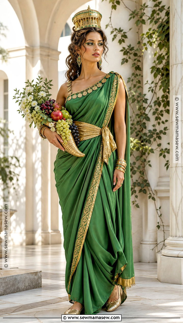 Green Tyche Fortune Costume - 40 greek goddess halloween costume ideas