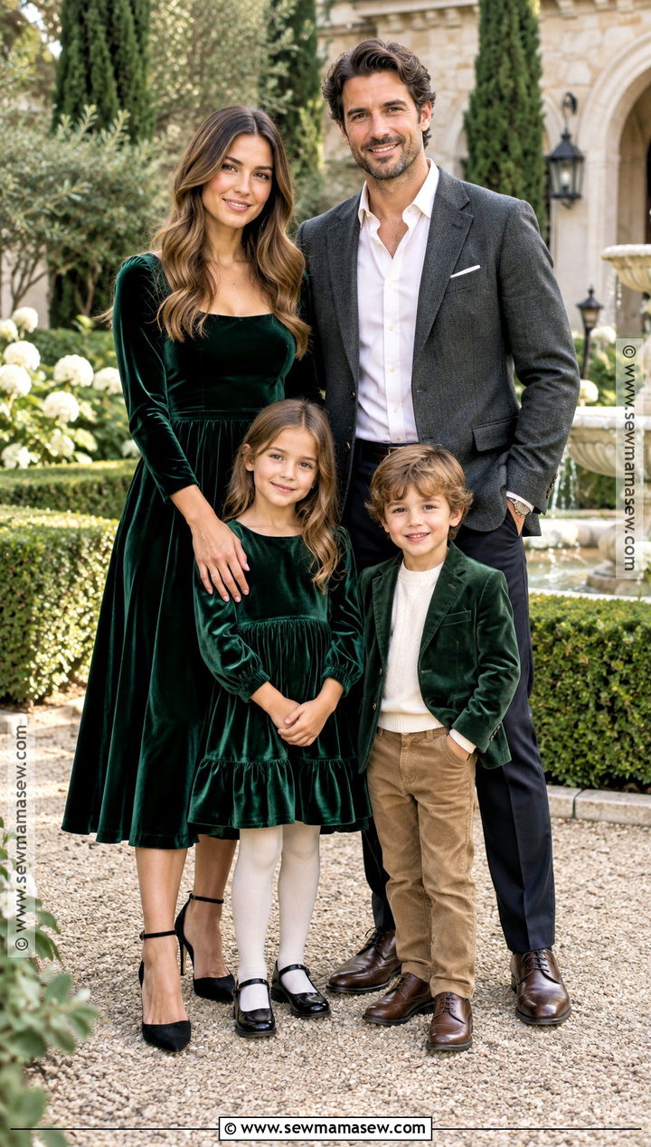 Green Velvet Fall Family Photo Outfits - 20 green fall family photo outfits