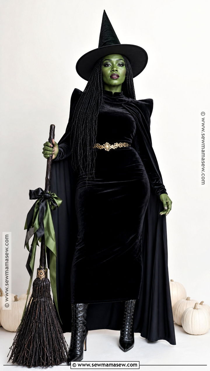 Green Witch Halloween Costume With Black Dress - 45 halloween costumes for black women