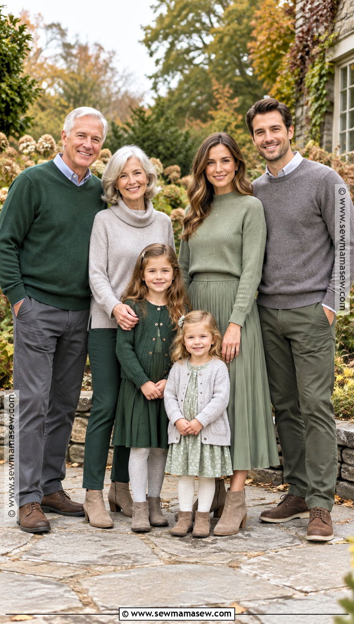 Green and Gray Family Photo Outfits - 15 fall green family pictures outfits